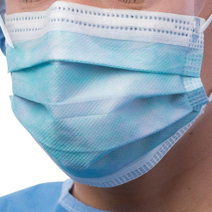 100, ASTM Level 3 Face Mask Cardinal Procedure Mask AT74531 Anti-fog Foam Earloop, Blue Fluid Resistance Fog Free - OverstockMedicalSupply.com