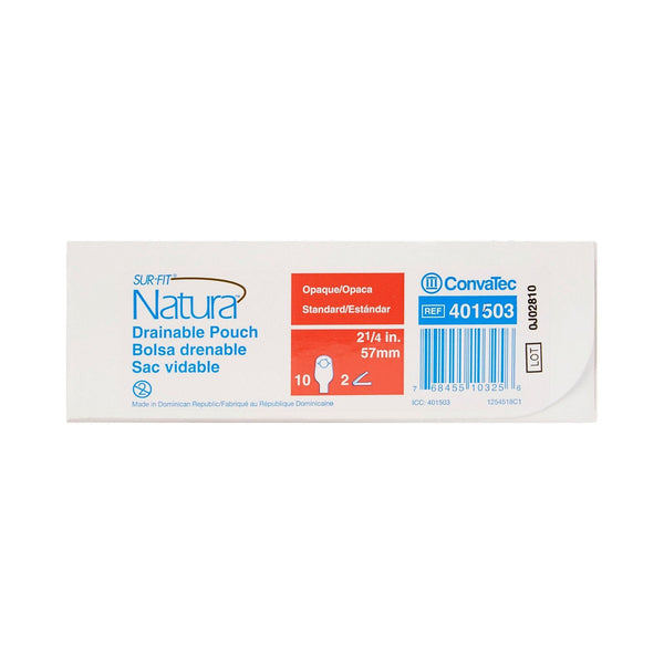 10 Ct, ConvaTec 401503 Colostomy Pouch Sur-Fit Natura® Two-Piece System 12 Inch Length Drainable - OverstockMedicalSupply.com