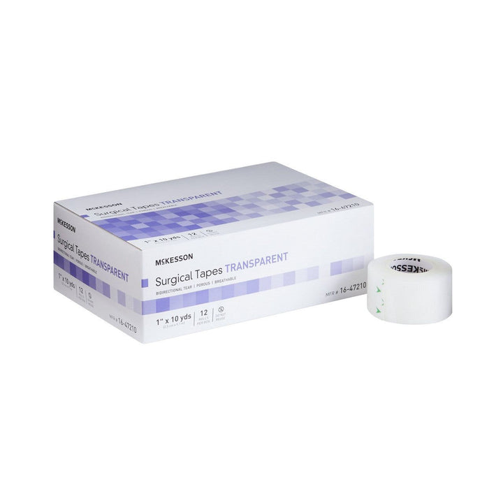 12 Ct, McKesson 16-47210 Medical Tape Surgical Tape, Transparent Adhesive Tape 1 Inch X 10 Yard NonSterile, Transparent, Air and moisture permeable - OverstockMedicalSupply.com