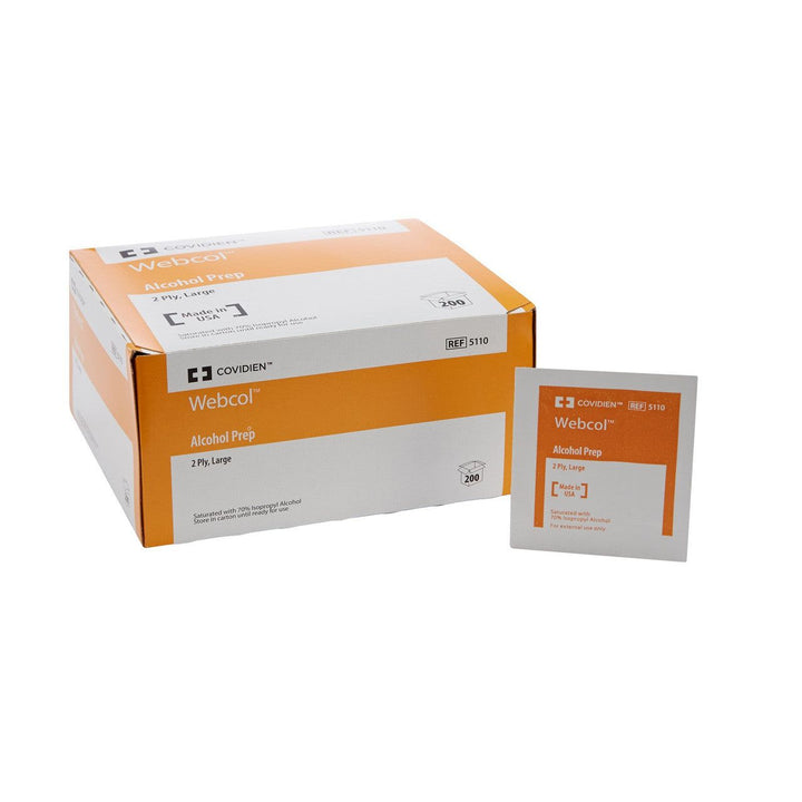 400 Ct, Webcol 5110 Alcohol Prep Pad 70% Isopropyl Alcohol Individual Packet LARGE Sterile - OverstockMedicalSupply.com