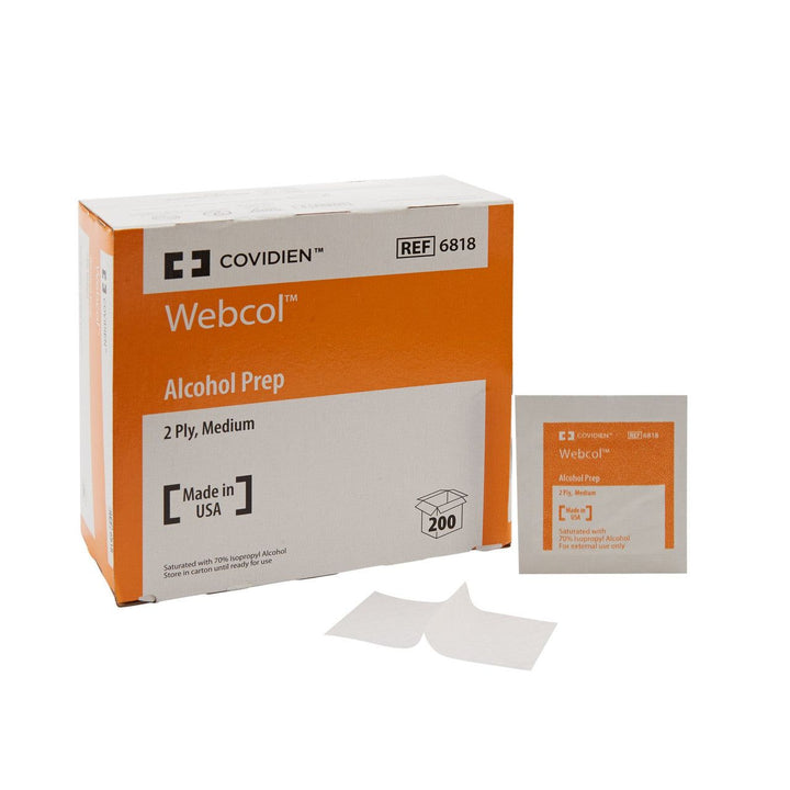 400 Ct, Webcol 6818 Alcohol Prep Pad 70% Isopropyl Alcohol Individual Packet Medium Sterile - OverstockMedicalSupply.com