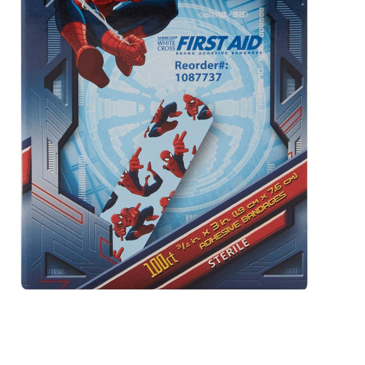 200 Ct, Dukal 1087737 American White Cross Stat Strip Adhesive Plastic Bandages 3/4 X 3 Inch Sterile, Kid Design (Spider-Man) Plastic Patch, Rectangle - OverstockMedicalSupply.com