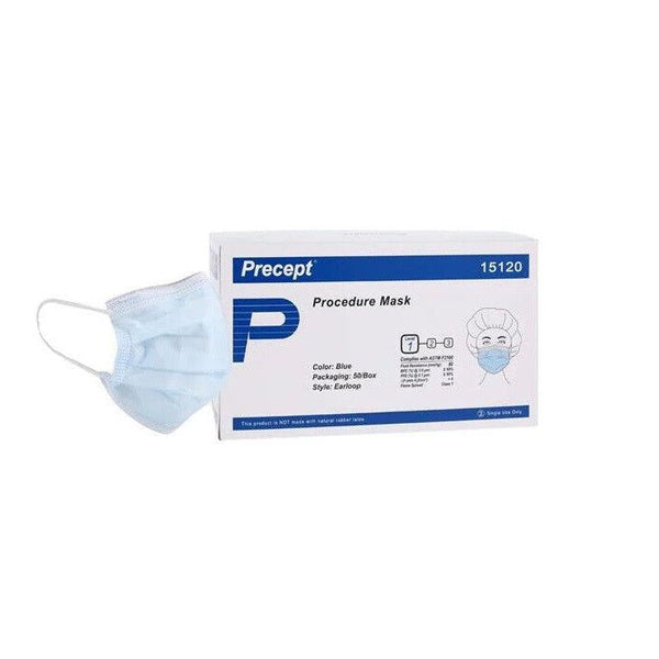 500, ASTM Level 1 Medical Face Mask Precept Procedure Mask 15120 Earloop, Blue Fluid Resistance Adult - OverstockMedicalSupply.com