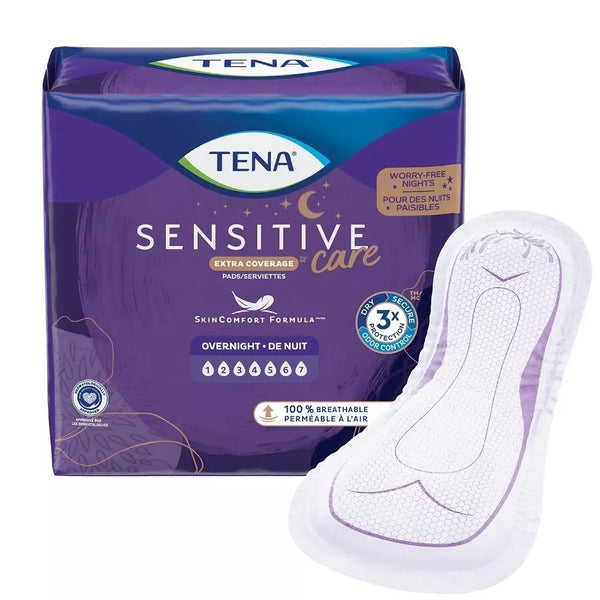 56 Pack, TENA Sensitive Care 54282 Bladder Control Pad Extra Coverage 16 Inch Length Heavy Absorbency