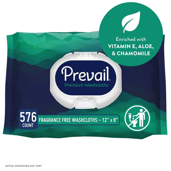 576 Ct, Prevail WW-810 Personal Cleansing Wipe hypoallergenic Lotion disposable adult washcloths, 12 X 8 Soft Pack Unscented, Aloe, Vitamin E, Chamomile (Copy) - OverstockMedicalSupply.com