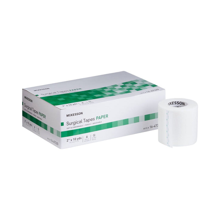 6 Ct, McKesson 16-47320 Medical Tape Surgical Tape, Paper Adhesive Tape 2 Inch X 10 Yard NonSterile, White, Air and moisture permeable - OverstockMedicalSupply.com