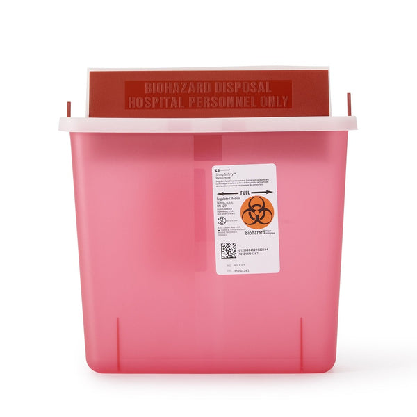 Cardinal 85131 Sharps Container In-Room 5 Quart, 1.25 Gallon Red Biohazard Waste Container
