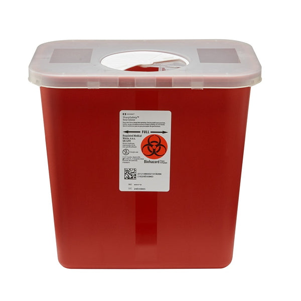 Cardinal 8970 Sharps Container 2 Gallon SharpSafety Red Biohazard Waste Container