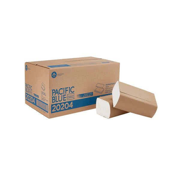 Georgia Pacific 20204 Blue Basic Paper Towel 1-Ply MultiFold, White 9-1/5 X 9-2/5 Inch, 16 Packs 4000/Case - OverstockMedicalSupply.com