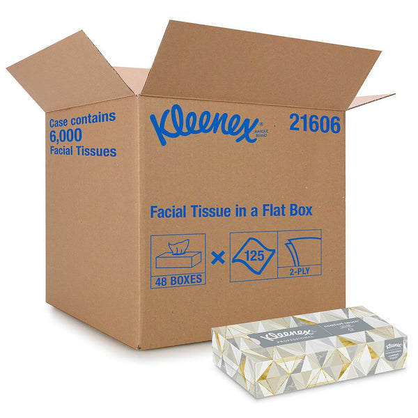 Kimberly Kleenex Facial Tissue 21606, 2-Ply White Tissue 125/Box, 48/Case - OverstockMedicalSupply.com