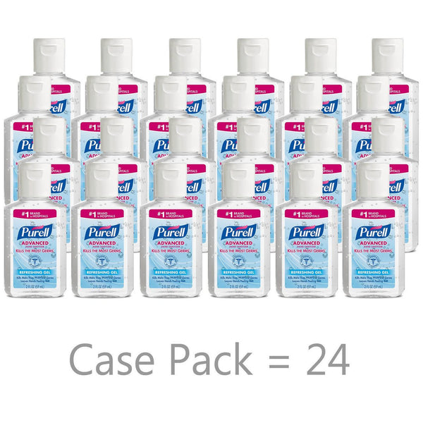 Purell Advanced Hand Sanitizer 9605-24, 70% Strength Ethyl Alcohol Gel 2 oz. Flip Bottle, 24/Case - OverstockMedicalSupply.com