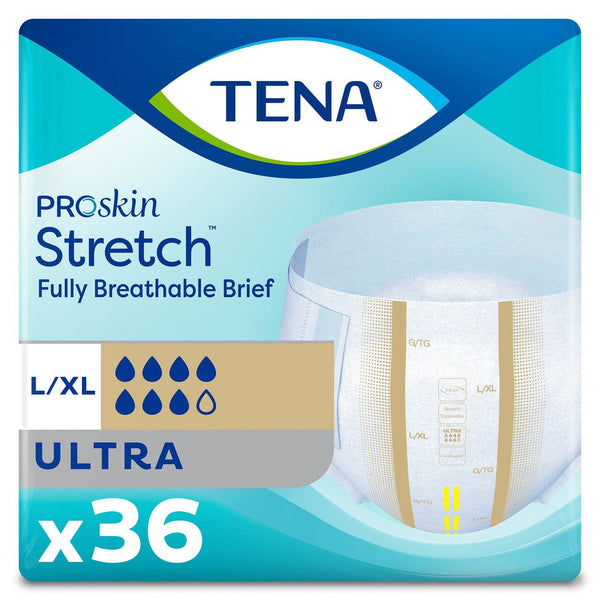 TENA Incontinence Brief 67802 ProSkin Stretch Ultra Medium Unisex Adult Disposable Heavy Absorbency, 72/Cs - OverstockMedicalSupply.com