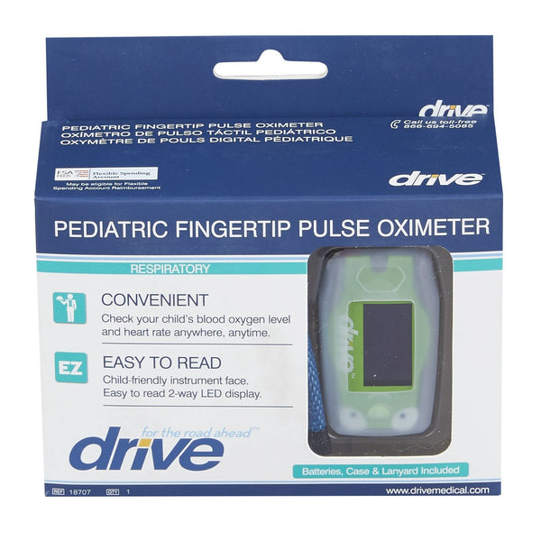 Drive Medical 18707 Finger Pulse Oximeter Pediatric Fingertip Pulse Oximeter Pulse rate, Heart rate Sensor, Each - OverstockMedicalSupply.com
