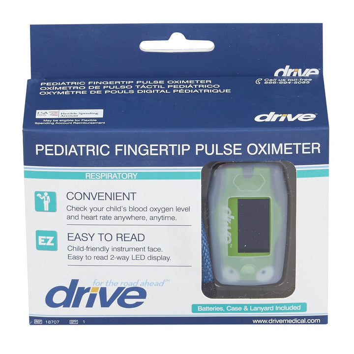 Drive Medical 18707 Finger Pulse Oximeter Pediatric Fingertip Pulse Oximeter Pulse rate, Heart rate Sensor, Each - OverstockMedicalSupply.com