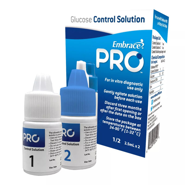 EmbracePRO Blood Glucose Control Solution ALL02AM0210, Level 1 & 2, 2X4 mL FOR EmbracePRO