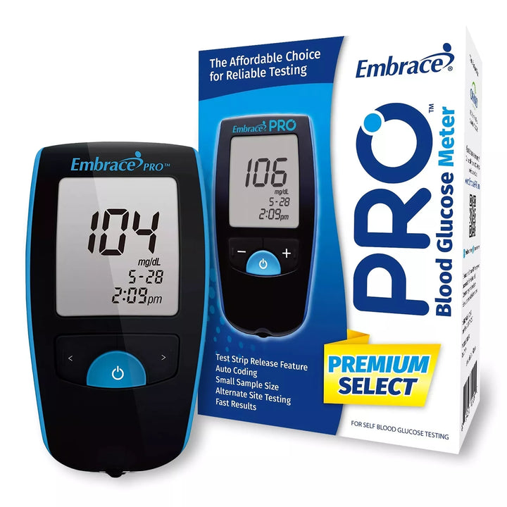 Embrace Blood Glucose Meter PRO 5 Second Results Stores 500 Results No Coding Required ALL01AM0200