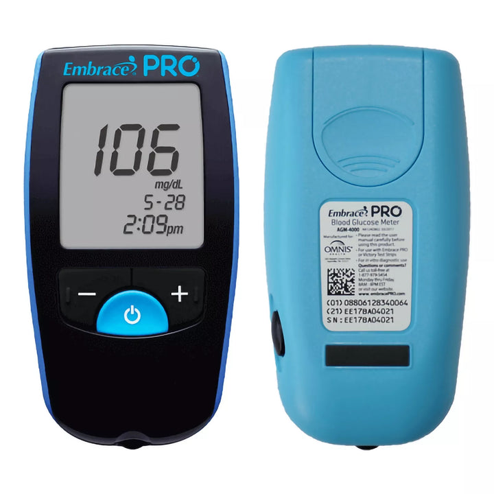 Embrace Blood Glucose Meter PRO 5 Second Results Stores 500 Results No Coding Required ALL01AM0200