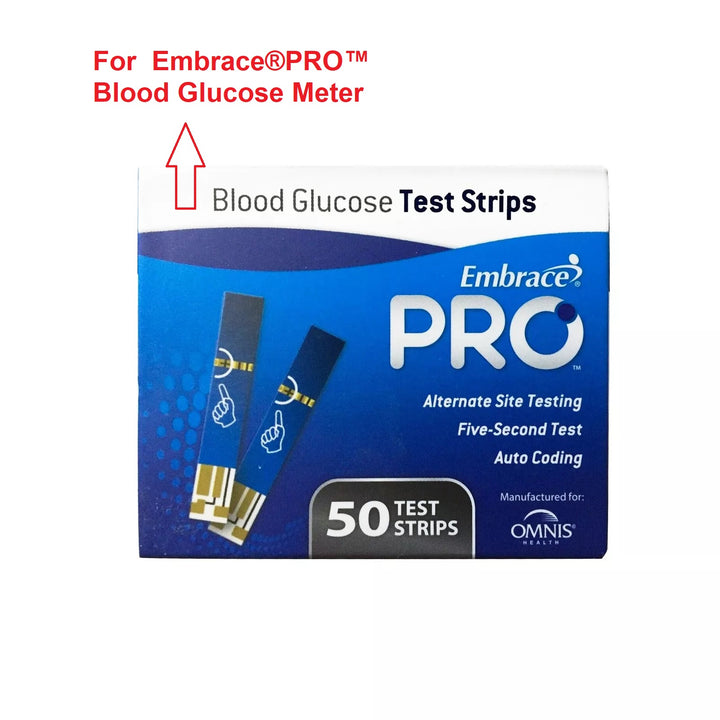 Embrace PRO Blood Glucose Test Strips 50 Strips per Pack FOR EmbracePRO Meter ALL02AM0202