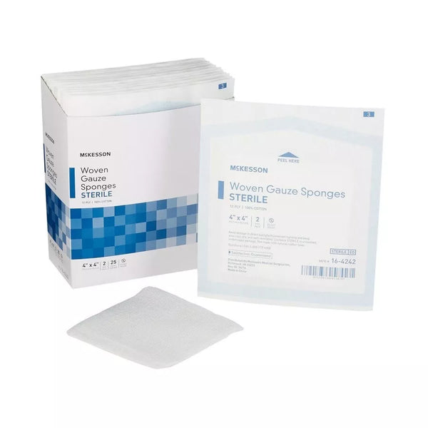 Gauze Sponges Pads 4 X 4, 12-Ply Sterile McKesson 16-4242