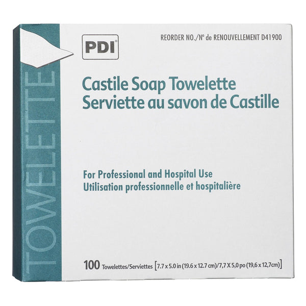PDI Castile Soap Towelette D41900 Individual Packet Scented, Gentle hand or facial cleansing
