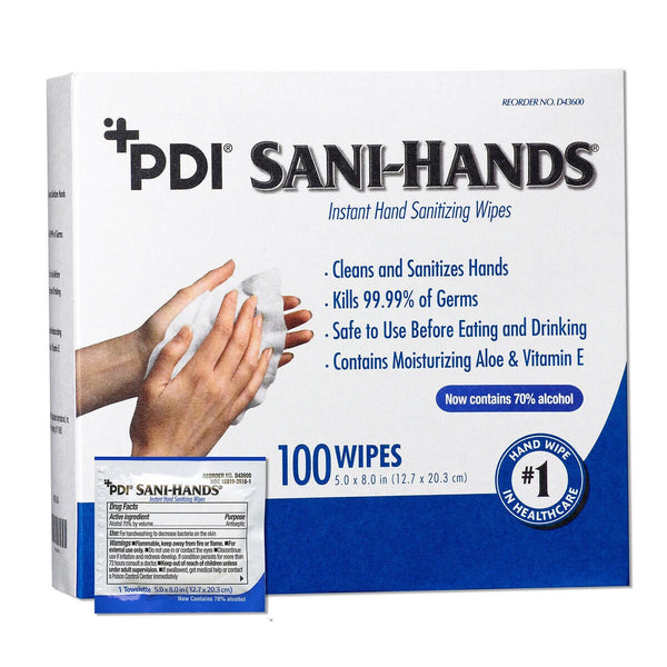 PDI Hand Sanitizing Wipe Sani-Hands D43600 Ethyl Alcohol Wipe Individual Packet