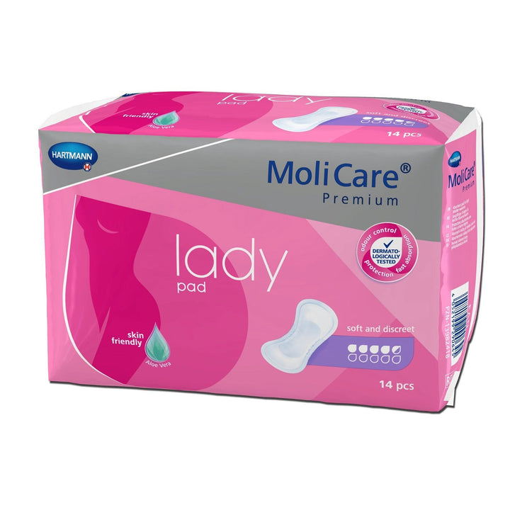 MoliCare Premium 168654 Bladder Control Pad 6-1/2 X 16 Inch Moderate Absorbency Polymer Core, 56/Pack - OverstockMedicalSupply.com