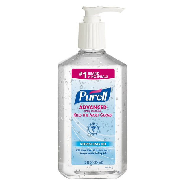 Purell Advanced Hand Sanitizer 3659-12, Fruit Scent 70% Strength Ethyl Alcohol Gel 12 oz. Pump Bottle, 3/Pack - OverstockMedicalSupply.com