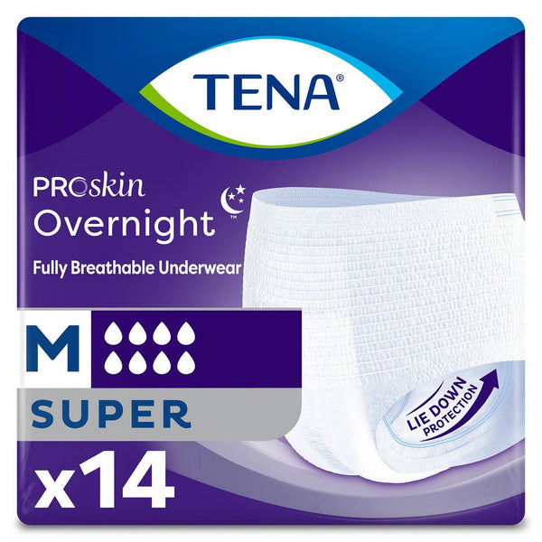 TENA ProSkin 72235 OverNight Unisex Adult Absorbent Underwear Pull On with Tear Away Seams MEDIUM (34 to 44) Disposable Heavy Absorbency 28/Pack - OverstockMedicalSupply.com