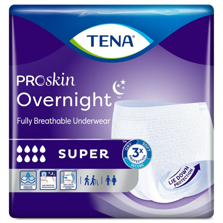 TENA ProSkin 72235 OverNight Unisex Adult Absorbent Underwear Pull On with Tear Away Seams MEDIUM (34 to 44) Disposable Heavy Absorbency 28/Pack - OverstockMedicalSupply.com