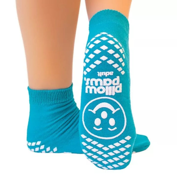 Pillow Paws 1096 Slipper Socks, Non-Skid Socks, Hospital Slipper Socks One side Teal Adult