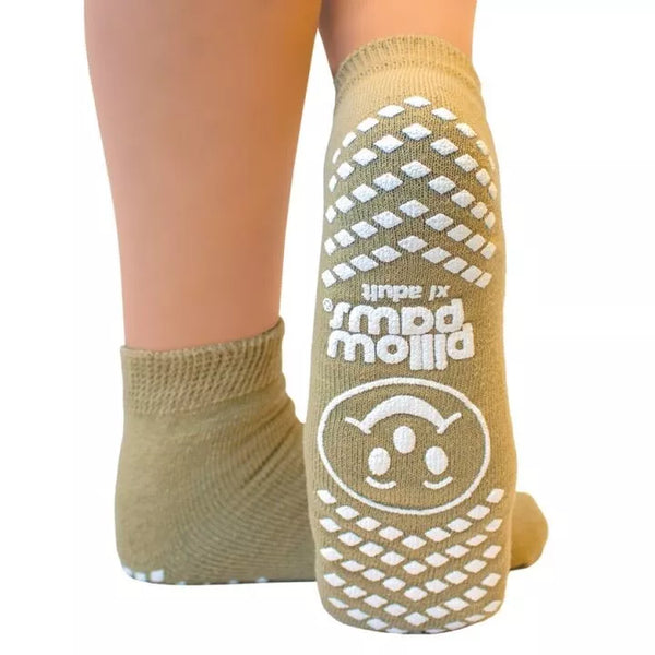Pillow Paws 1097 Slipper Socks X-Large Hospital Slipper Non-Skid Socks Single side Tan