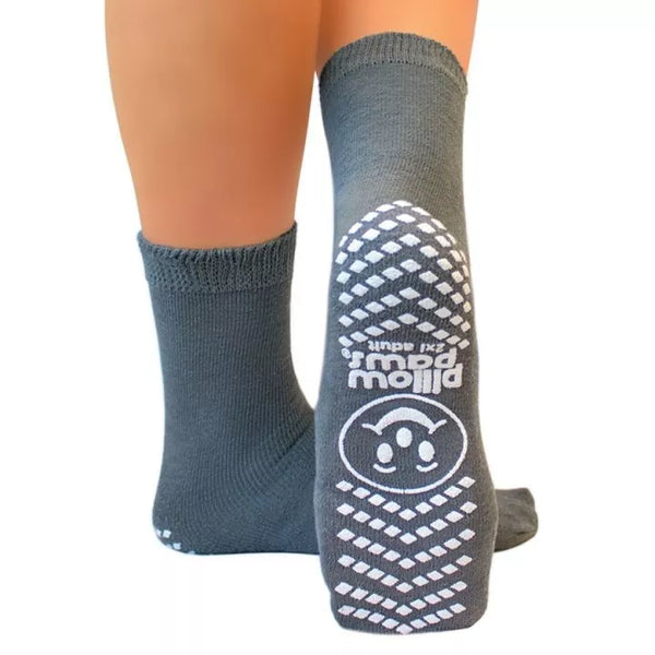 Pillow Paws 1098 Slipper Socks 2X-Large Hospital Slipper Non-Skid Socks One side Gray