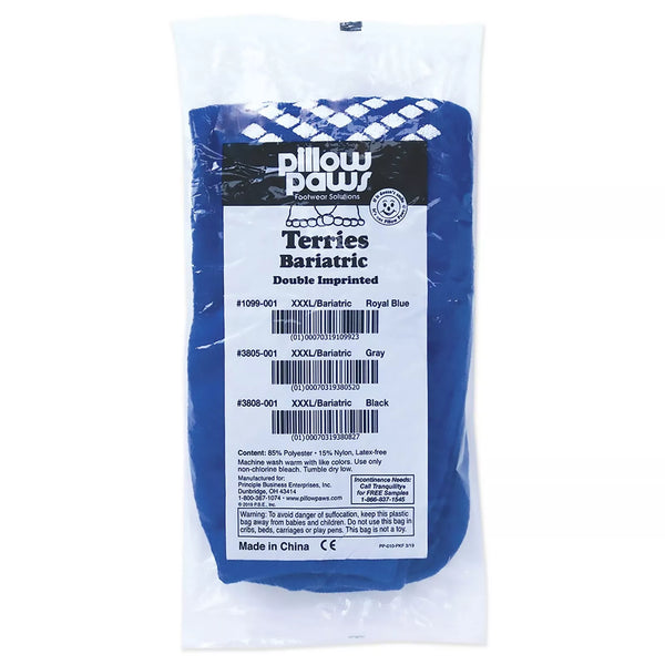 Pillow Paws Bariatric Terries Slipper Socks 1099-001 Extra Wide 3X-Large 360-degree imprint Royal Blue