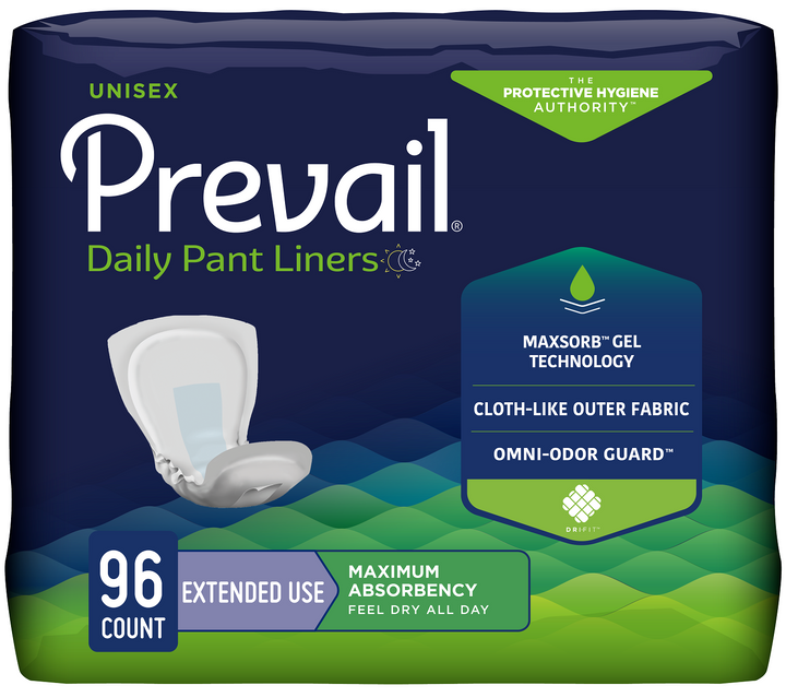 Prevail Daily Pant Liners Unisex Incontinence Liner PL-115 28 Inch Booster Pad Heavy Absorbency