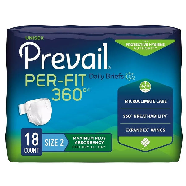 Prevail Per-Fit 360 Adult Incontinence Brief PFNG-0131 Size 2  Large 45 to 62 Heavy Absorbency