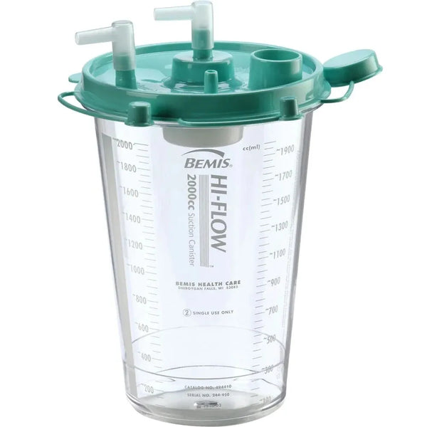 Rigid Suction Canister 2000 mL Hi-Flow by Bemis, Pour Lid, Without Tubing 494410