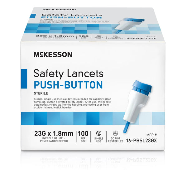 Safety Lancet 23 Gauge 1.8 mm Sterile Push Button Activation Retractable 16-PBSL23GX