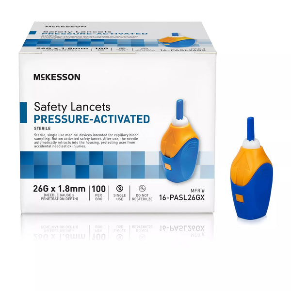 Safety Lancet 26 Gauge 1.8 mm 26G X 1.8 mm Pressure Activated Sterile Retractable 16-PASL26GX