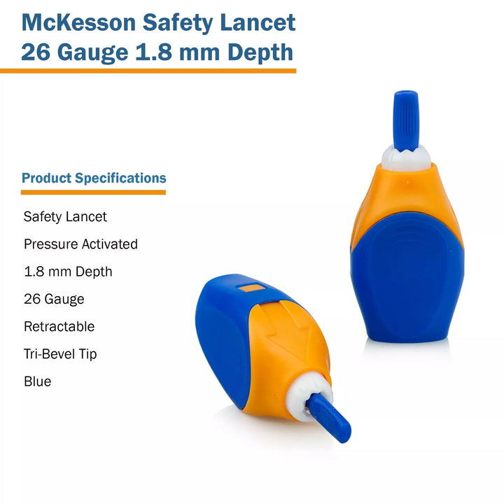 Safety Lancet 26 Gauge 1.8 mm 26G X 1.8 mm Pressure Activated Sterile Retractable 16-PASL26GX