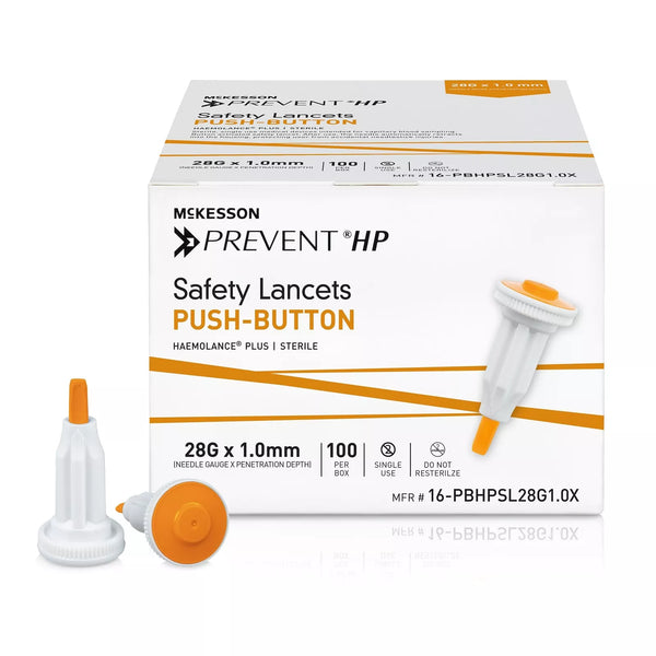 Safety Lancet 28 Gauge 1.0 mm 28G X 1.0 mm Push Button Activated Sterile Retractable