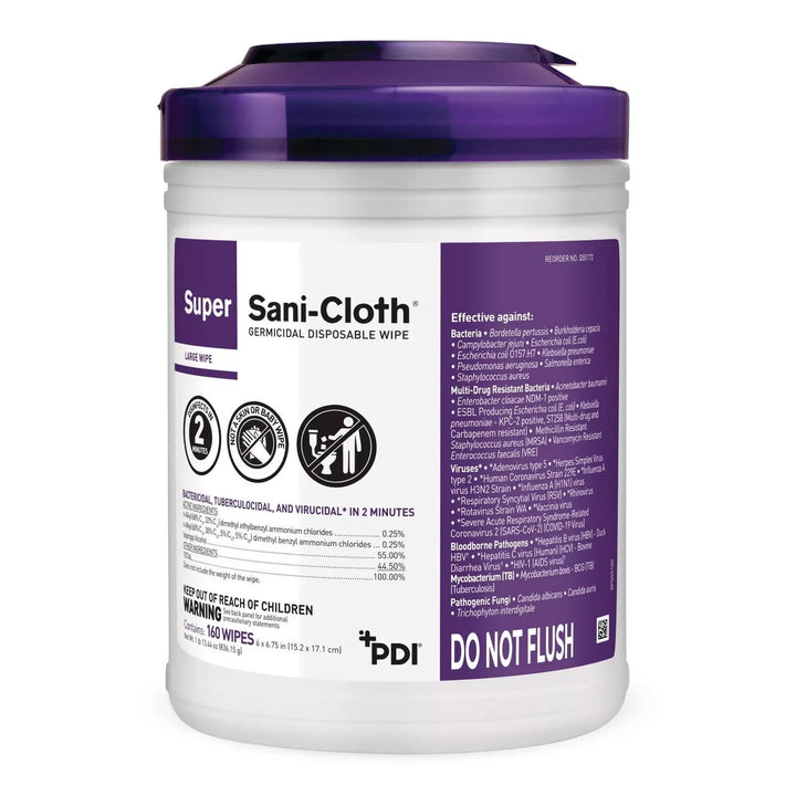 Super Sani-Cloth Q55172 Surface Disinfectant Wipes Cleaner Germicidal Wipe, Alcohol Scent