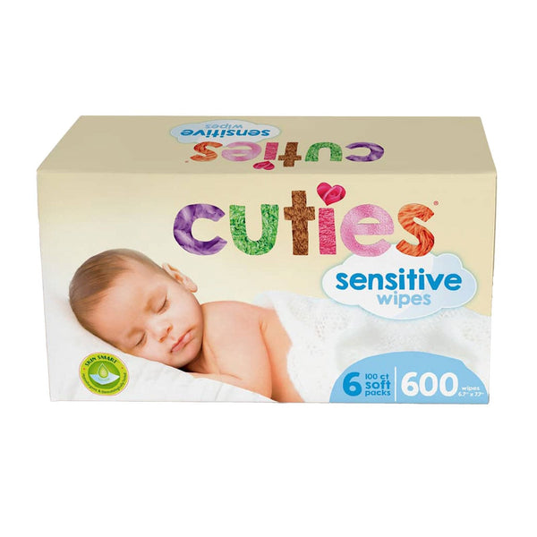 864 Ct, Cuties Sensitive Cuties baby wipes CR-16413/3 Personal Cleansing Wipe Disposable Baby washcloths, Aloe / Vitamin E, Soft Pack Unscented - OverstockMedicalSupply.com